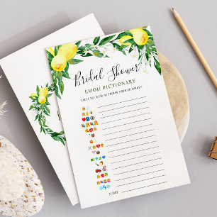 Lemons Blossom Greenery Bridal Shower Game Card