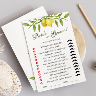 Lemons Blossom Greenery Bridal Shower Game Card