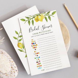 Lemons Blossom Greenery Bridal Shower Game Card