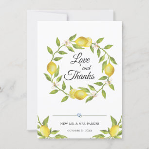 Lemons Blossom Greenery Floral Thank You Card