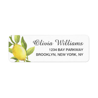 Lemons Blossom Greenery Watercolor Return Address Label