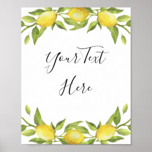 Lemons Blossom Greenery Watercolor Sign