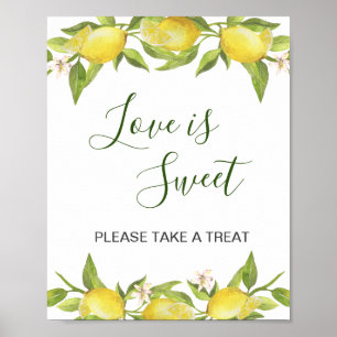Lemons Blossom Greenery Wedding Dessert Bar Poster