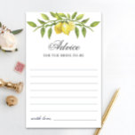 Lemons Blossom  Greenery Wishes & Advice Card<br><div class="desc">Enjoy your bridal shower with these funny games.
Personalise with the bride to be's name and date of shower. 
For further customisation,  please click the "customise further" link. If you need help,  contact me please.</div>