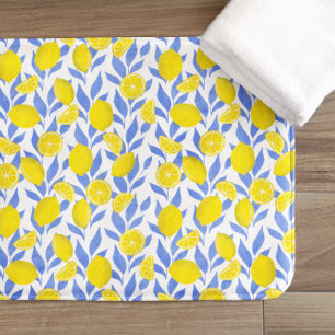 Lemons Blue Mediterranean Bath Mat