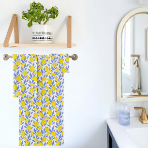 Lemons Blue Mediterranean Bath Towel Set