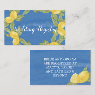 Lemons Blue Paint Wedding Registry Enclosure Card