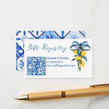 Lemons blue ribbon bridal shower gift registry
