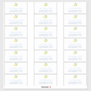 Lemons Blue Text Guest Envelope Address Labels