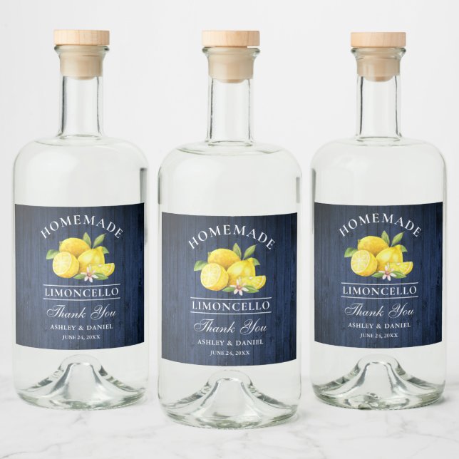 Lemons Blue Wood Thanks Limoncello Bottle Labels (Bottles)