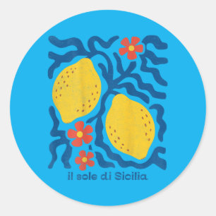 Lemons Boho Floral Sole Di Sicilia Travel Vacation Classic Round Sticker