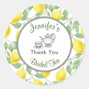 Lemons Branch and Tea Bridal Shower Thank You Classic Round Sticker