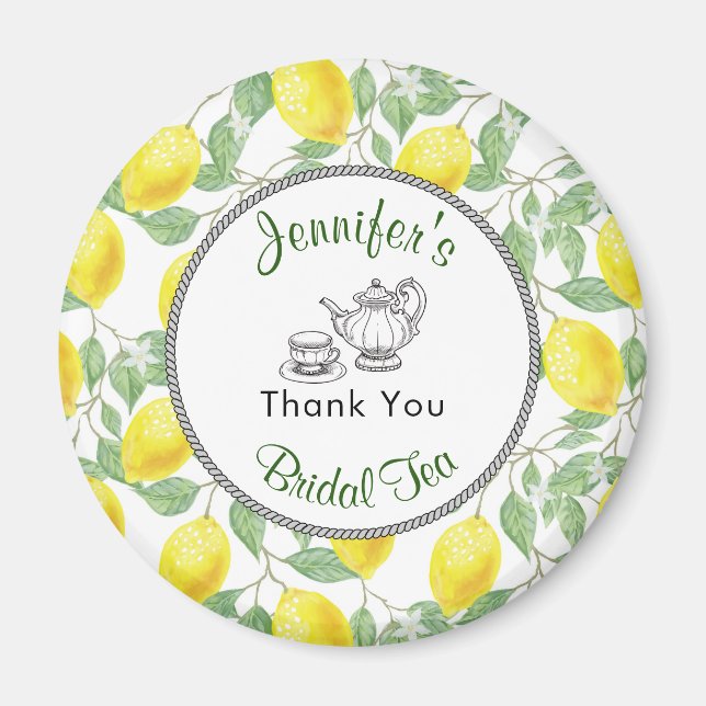 Lemons Branch and Tea Bridal Shower Thank You Magnet (Front)