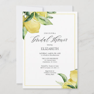 Lemons Bridal Shower Invitation Yellow Border