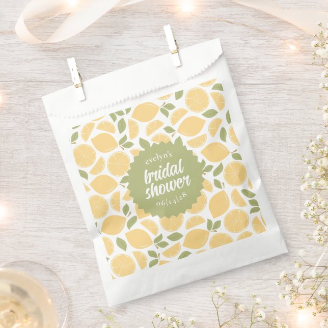 Lemons Bridal Shower or Wedding Personalised Favour Bag (Clipped)
