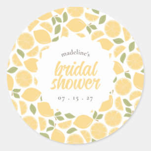 Lemons Bridal Shower or Wedding Personalized Classic Round Sticker