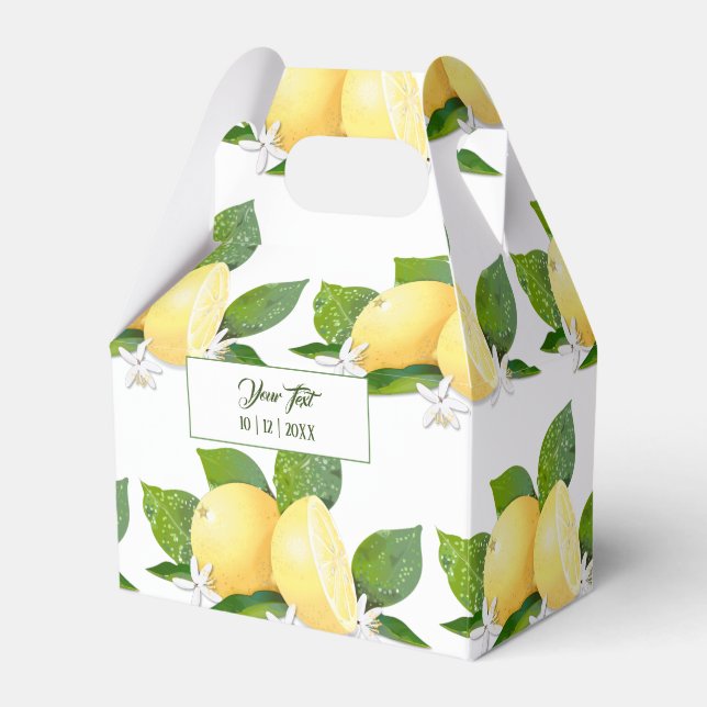Lemons Citrus Fruit Botanical Favour Box (Front Side)