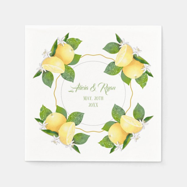 Lemons Citrus Fruit Botanical Napkin (Front)