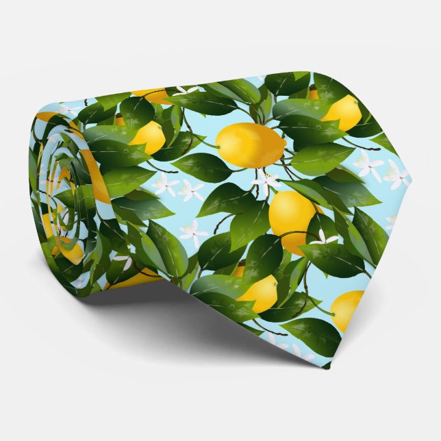 Lemons Citrus Fruit Floral Party Tie (Rolled)