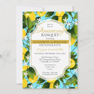 Lemons Citrus Fruit Floral   Wedding Anniversary Invitation