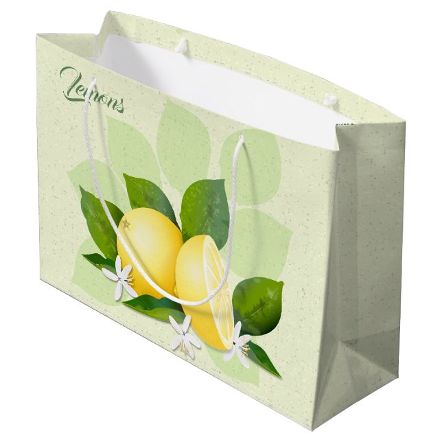 Lemons Citrus Fruit Large Gift Bag (Back Angled)