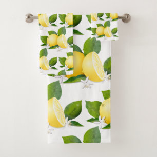 Lemons Citrus Fruits Botanical Bath Towel Set