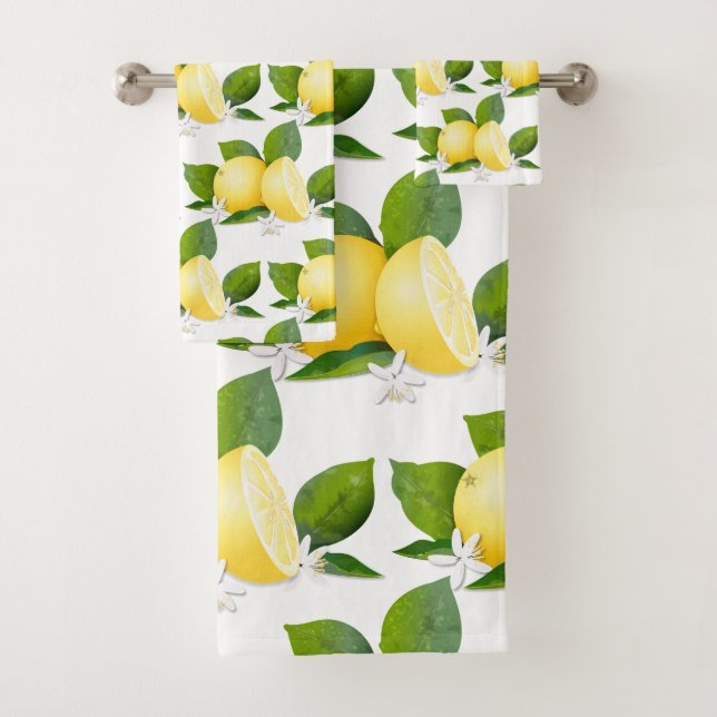 Lemons Citrus Fruits Botanical Bath Towel Set (Insitu)
