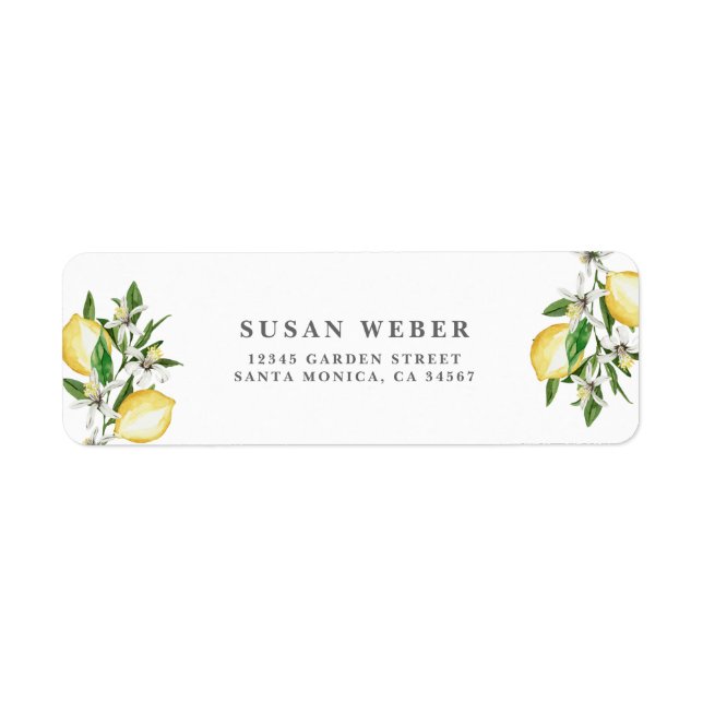Lemons citrus invitation return address label (Front)