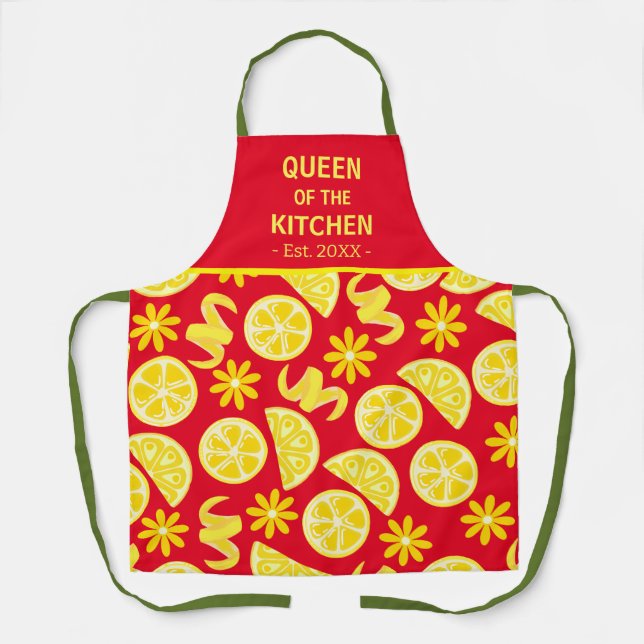 lemons citrus lemonade chef cute yellow red apron (Front)