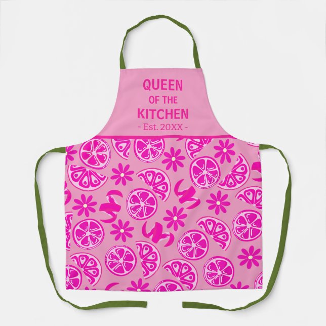 lemons citrus lemonade chef pink apron (Front)
