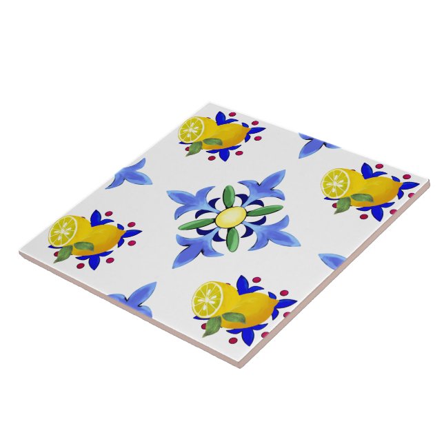Lemons,citrus,majolica  ceramic tile (Side)
