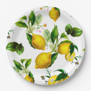 Lemons,citrus,mediterranean art    paper plate