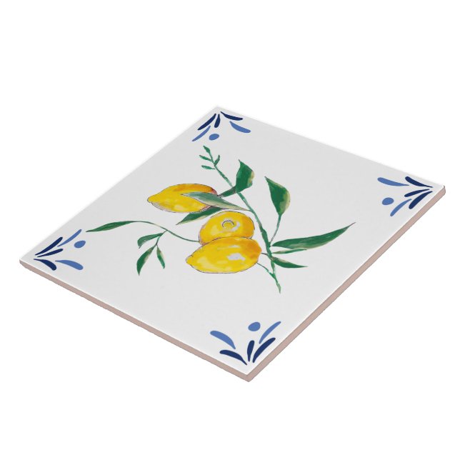 Lemons,citrus,mediterranean  ceramic tile (Side)