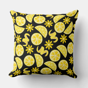 lemons citrus summer lemonade chef yellow black cushion