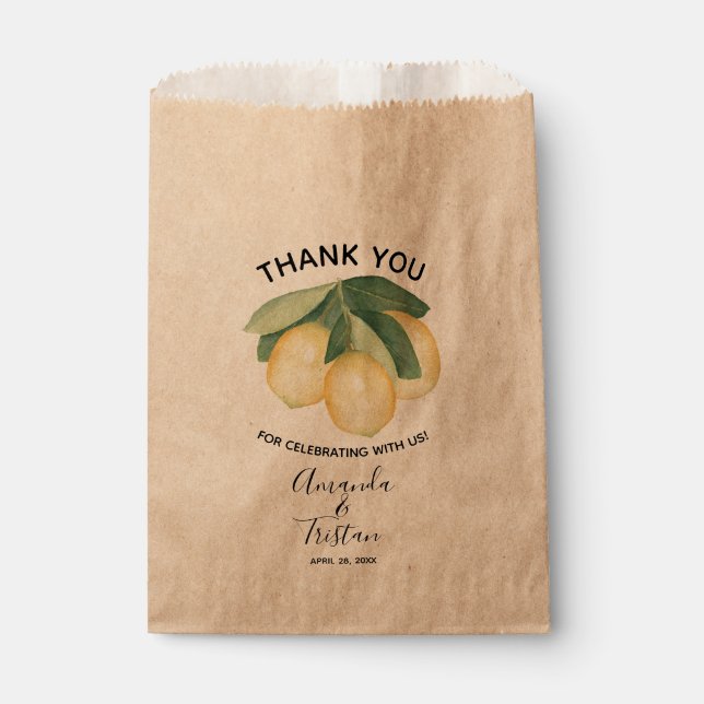 Lemons Citrus Thank You Favour Bag (Front)