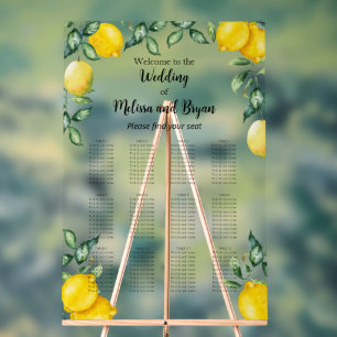 Lemons citrus Wedding 12 tables seating chart