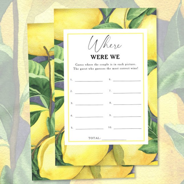 Lemons Citrus - Where were we bridal shower game (Creator Uploaded)