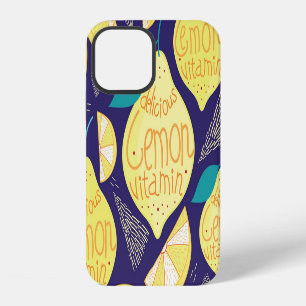 Lemons Cloves: Dark Blue Bright Pattern iPhone 12 Case