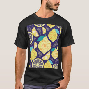 Lemons Cloves: Dark Blue Bright Pattern T-Shirt