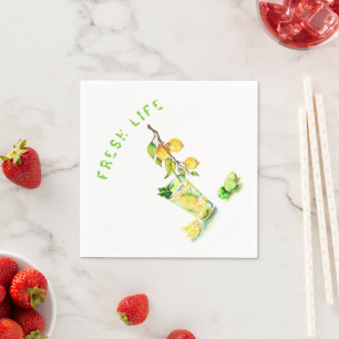 Lemons Cocktail Party Napkins Custom Text