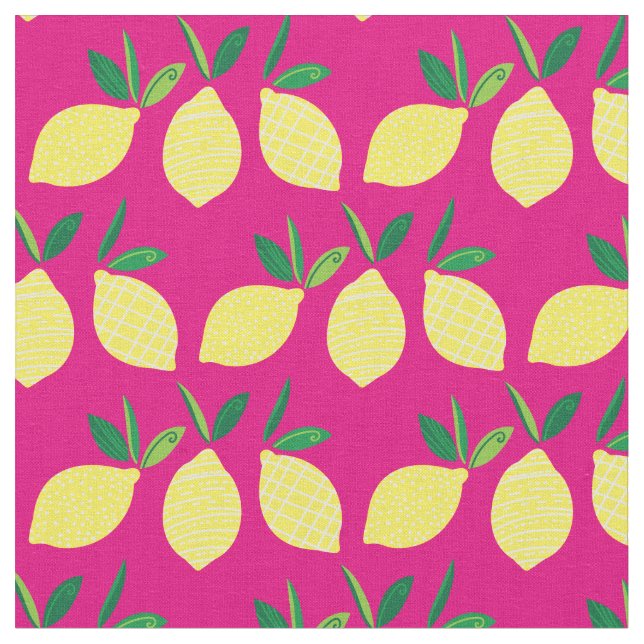 Lemons Cute Summer Fruit Fabric (Close Up)