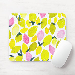 Lemons cute watercolor mouse pad