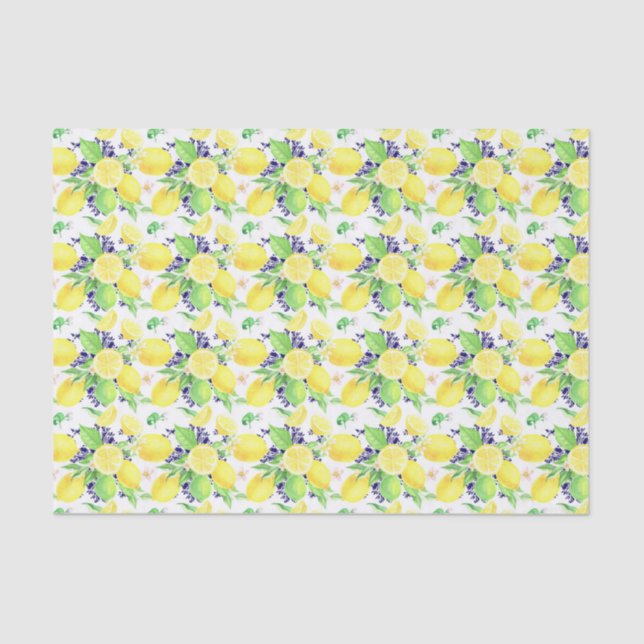 Lemons Damask Pattern Tissue Paper (Front)