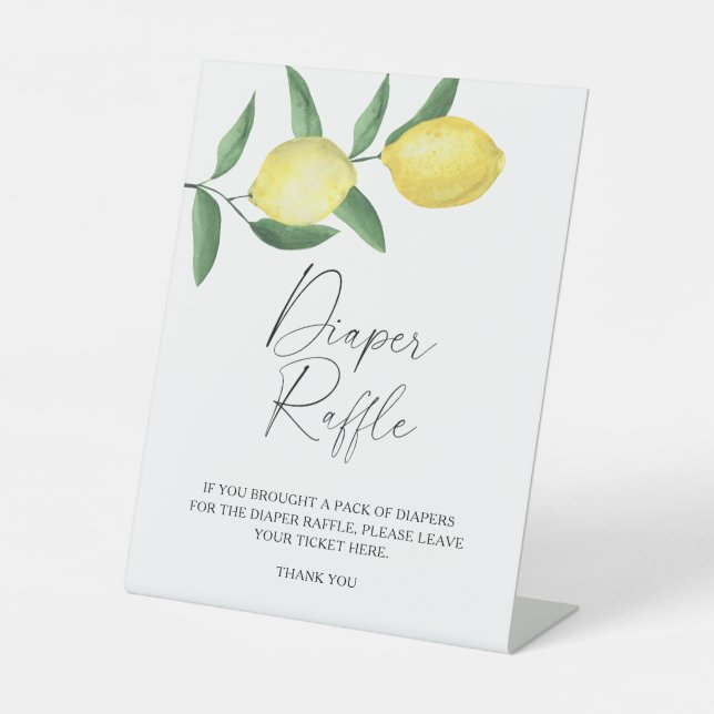 Lemons - diaper raffle poster pedestal sign (Front)