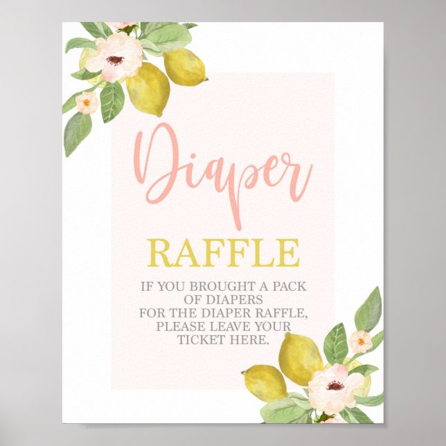 Lemons Diaper Raffle Shower sign (Front)