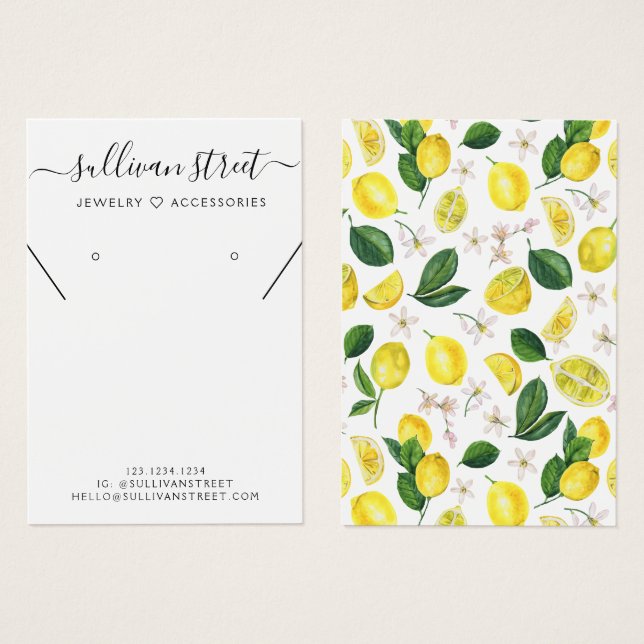Lemons Earrings Necklace Display Card (Front & Back)