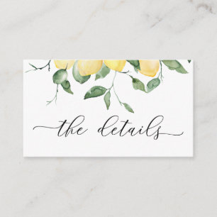 Lemons Elegant Watercolor Wedding Details Enclosure Card