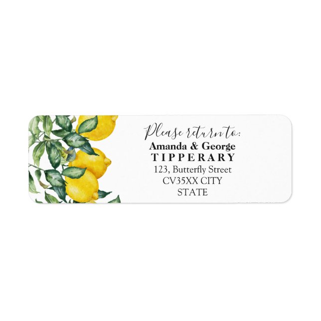 Lemons elegant wedding | Return address label (Front)