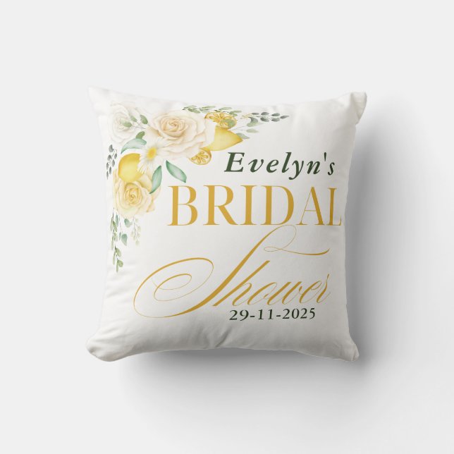  lemons Eucalyptus Rose Citrus Bridal Shower  Cushion (Front)