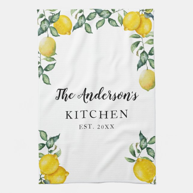 Lemons Family Kitchen Custom Tea Towel (Vertical)